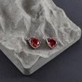 Silver plated teardrop pendant with high-quality red glass stone for jewelry making - Silver Base Red