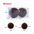 Palline di Natale floccate marroni con texture verticali e ondulate in set da 2 pezzi - Marrone