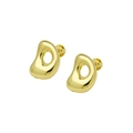 Detail von goldenen Ballon-Ohrringen mit unregelmäßigem hohlem Buchstaben-Design - Buchstabe D (DE240728-D)