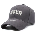 Cappellino da baseball grigio scuro con ricamo bianco FCUR e scritta Youthful Spirit - Regolabile / Grigio