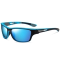 Gepolariseerde sportzonnebril met zwart-blauw montuur en blauwe gespiegelde glazen - Zwart Blauw Frame Ijsblauwe Lenzen