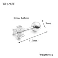 Orecchino minimalista in argento S925 con zirconi e chiusura a sfera posteriore - Argento 925 / Argento