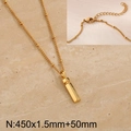 Golden vertical bar pendant necklace with satellite bead chain and lobster clasp - Gold Letter I (KN287030-Z)