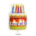 Detailed front view of a large three-tier cake foil balloon with colorful birthday candles - Large Candle Cake