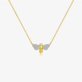 Elegante collana con ciondolo a forma di ape dorata con ali incastonate di diamanti - Argento 925 / Oro 18k [Ape]