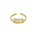 18K gold plated stainless steel 2003 birth year ring with adjustable gothic font design - One Size(Adjustable) / Gold-2003
