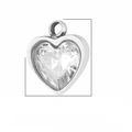Zilveren roestvrijstalen hart hanger met kristal en 9x7mm afmeting specificaties - Hart met Zirkonia (VC705) / Zilver
