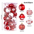 30er-Set 6cm Weihnachtsbaumkugeln in Rot und Weiß mit Schneeflocken im Behälter - 6cm 30 Stück/Röhre / Neu Rot und Weiß