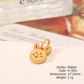 Golden Chinese zodiac rabbit charm pendant with 13x10mm dimensions for DIY jewelry - H-7831 (Rabbit)