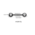 Black stainless steel nipple ring bar with clear gems and detailed size measurements - Black Clear Gem Ball