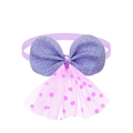 Sparkly purple glitter bowtie with pink polka dot mesh for small dogs and cats - Glitter Purple