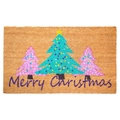 Detail of Christmas coir doormat with three festive trees and Merry Christmas text - 40*60cm / Christmas Mat-13