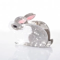 Pinza per capelli a coniglio grigio bianco perlato con dettagli rosa e riflesso elegante - Fermaglio Coniglio Piccolo / Grigio Bianco Stampato (7cm)