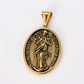 Oval 18k gold plated Virgin Mary relief pendant in stainless steel with knot detail - Virgin Mary Untier of Knots Style 3