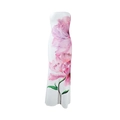Dettagli della stampa floreale rosa su un abito lungo bianco aderente senza spalline - S / Bianco