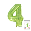 Vibrant lime green number 4 foil balloon with metallic finish for birthday party decor - 40-inch Jelly Green 4-strap Paper Card