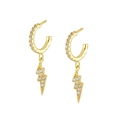 Boucles d'oreilles créoles éclair en argent S925 avec zircons scintillants pour femme - Doré