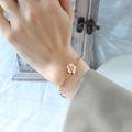 Bracciale a catena spessa in oro rosa con chiusura a T a forma di fiore geometrico - 16cm / Bracciale Oro Rosa
