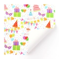Happy Birthday cartoon wrapping paper with colorful cake, balloons, and gift box patterns - Happy Birthday / 50x70cm