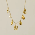 18k gold plated starfish and pearl ocean themed necklace with letter W charm pendant - Letter W