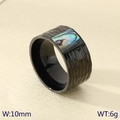 Anillo de acero inoxidable martillado negro de 10mm con incrustación de concha colorida - US 6 / Negro