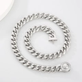 Collana cubana d'argento con fibbia diamantata CNC per uno stile hip hop maschile trendy - Bracciale 21cm / Acciaio con fibbia in strass