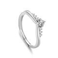Verstellbarer S925 Silberring mit rundem Diamanten und feiner Pavé-Fassung - Einstellbar Offen / Damenring