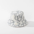 Detalle de la textura del sombrero de lana de cordero a rayas y patrón gris abstracto - M (56-58cm) / Blanco