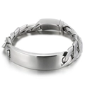 Gepolijste heren ID-schakelarmband van roestvrij staal met graveerbare blanco bar - Zilver (KB43738-D)