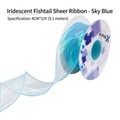 Sky blue iridescent fishtail mesh ribbon for floral gift wrapping 4cm wide 10 yards - Sky Blue