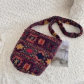 Ethnic geometric pattern fleece shoulder bag with red and blue accents for autumn - Colorful Star