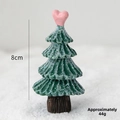 Christmas tree miniature figurine with pink heart and white glitter snow, 8cm height - Heart Tree (44g)