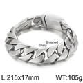 Heren 17mm zilveren cubaanse schakelarmband van staal, mat en gepolijst, lengte 215mm - Gemixt Glanzend en Geborsteld Zilveren Stijl (KB41531-D)