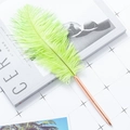 Elegant ballpoint pen featuring a large light green feather and rose gold metal barrel - Rose Gold (Fruit Green Feather)