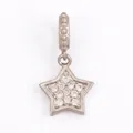 Polished silver star pendant charm with micro-pave cubic zirconia for DIY jewelry - White Gold Star