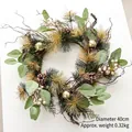 Christmas wreath with artificial pine, eucalyptus, white berries and cones, 40cm diameter - 40CM Pine Cone Pine Needle Wreath