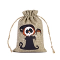 Halloween burlap drawstring bag featuring a cute cartoon reaper design for candy gifts - Grim Reaper