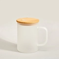 12oz Sublimations-Milchglasbecher mit einem Bambusdeckel und Strohhalmloch - 15OZ Becher Einschichtig Mattiert