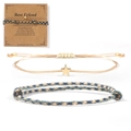 Nahaufnahme handgewebter Stern-Armbänder mit Best Friend Geschenkkarte für Freunde - 2-Teiliges Set (Mit Best Friend Karte)