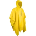 Lightweight bright yellow hooded raincoat poncho with adjustable drawstrings and side snaps - Yellow