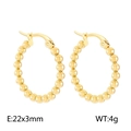 Golden stainless steel C-shape bead hoop earrings in a minimalist jewelry style - Standard Beaded Hoop (22x3mm)