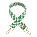 Adjustable green and white geometric woven shoulder strap with gold lobster clasps - Gold Buckle / A30 Green White