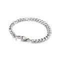 Clásico brazalete de cadena cubana en acero inoxidable plateado con cierre de langosta - Pulsera de cadena Figaro (KB170904-Z) / 200*7mm
