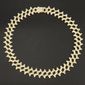 Hip hop style gold plated iced out cuban link chain bracelet with jagged thorn details - Gold