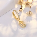 S925 silver gold hoop earring with U-shaped letter pendant and micro-pave zircons - Letter U (Gold)