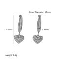 Detailed size chart for stainless steel heart earrings with zircon height and diameter measurements - Silver Pave Zirconia Heart Style (TE6360-S)