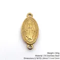 Golden 316L stainless steel Virgin Mary oval link for DIY jewelry making, 24x11mm - Virgin Mary Dual Link