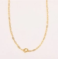 Golden rectangle link chain necklace with a secure circular spring clasp detail - Open Ring Chain