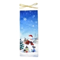 Light blue snowman wine bottle bag with a gold ribbon for Christmas table decoration - Snowman (G-JT114)
