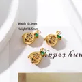 18K gold-plated lemon pendant with sparkling zircon micro-pave and green leaf accent - Style 17 Papaya